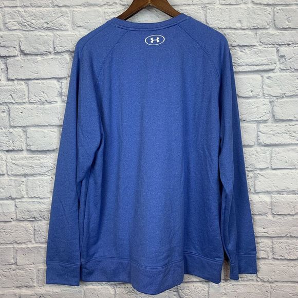 Under Armour Mens‎ Loose Long Sleeve Blue Crewneck Sweatshirt Logo Size XL - Picture 2 of 6